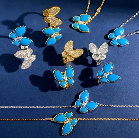 Butterfly Sterling Silver Turquoise Pendant Bracelet - Picture 3 of 7